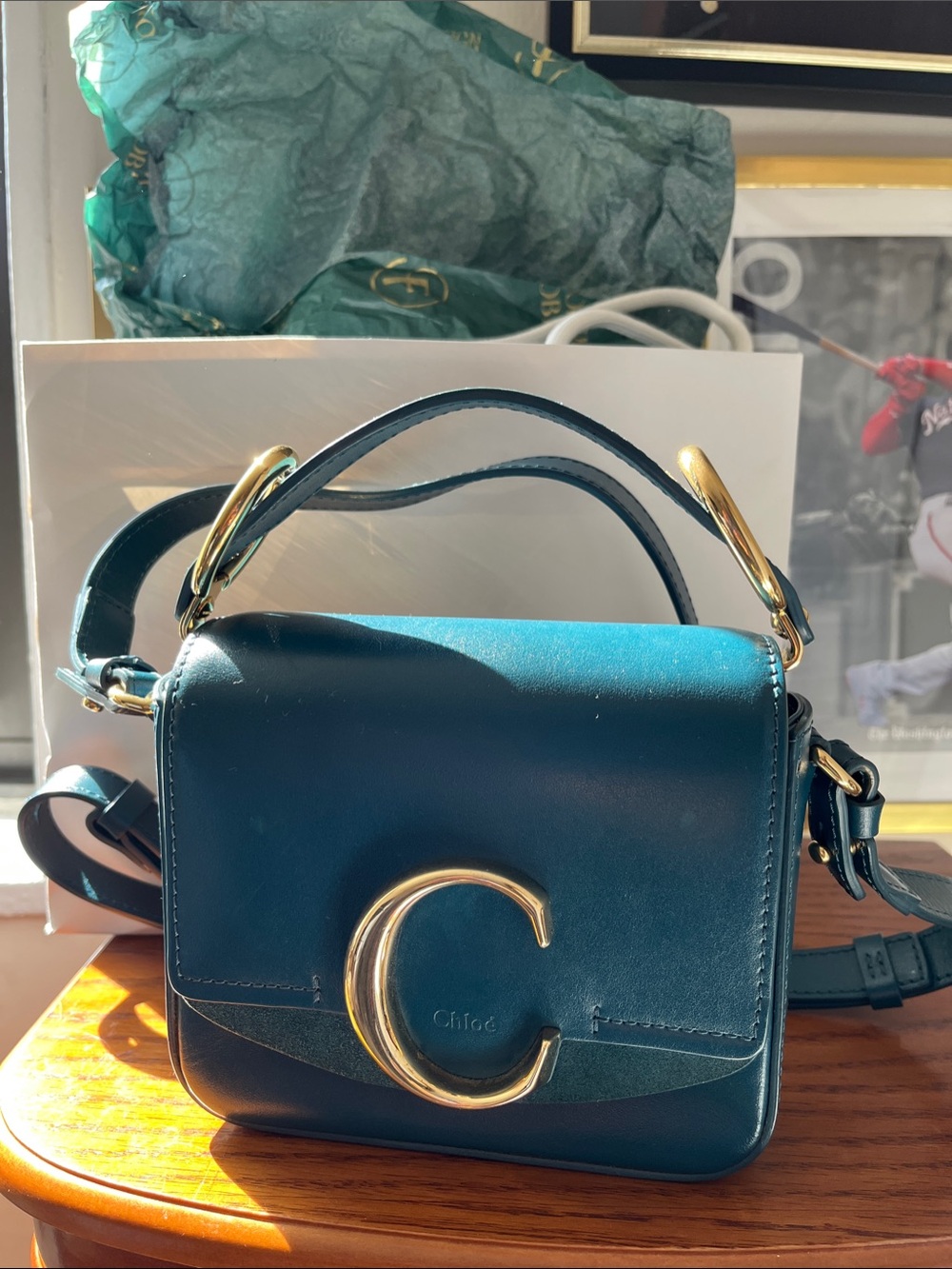Petrol Blue Chloe Mini Chloe C Flap satchel